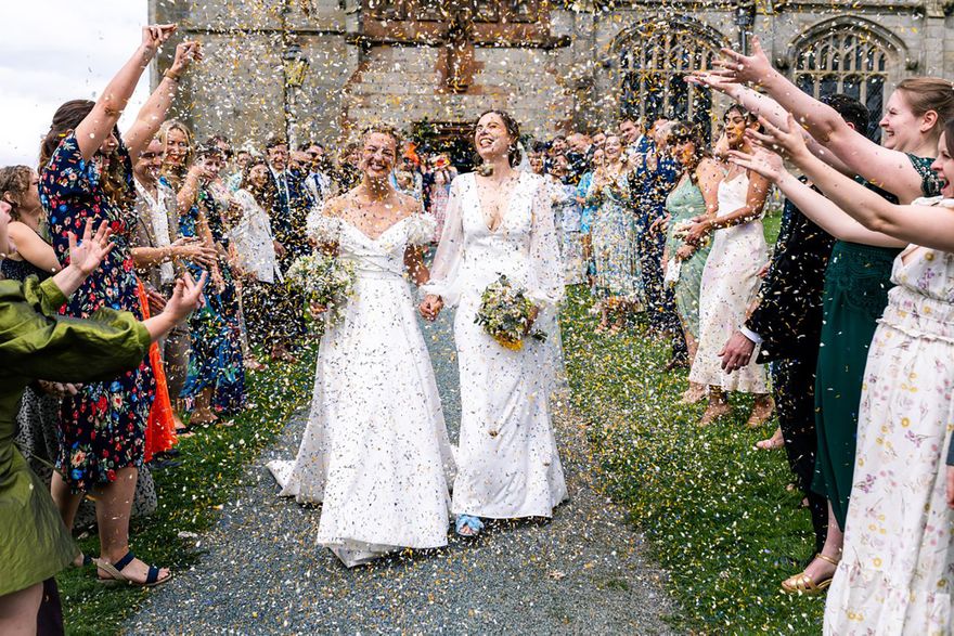Shropshire Petals biodegradable wedding confetti exit for real couple