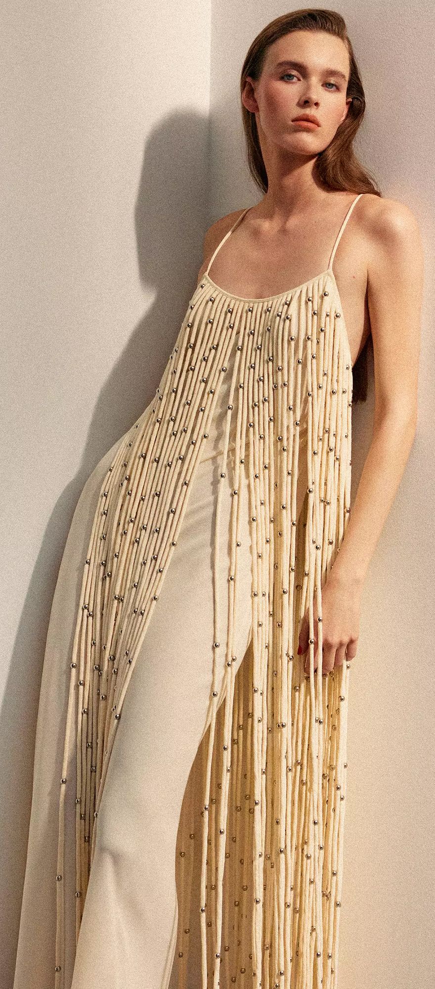 Mango long tassel fringed wedding dress