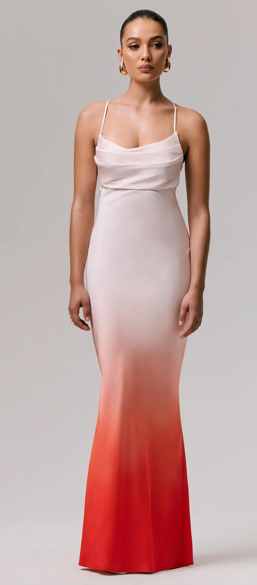 Club L London red ombre satin destination wedding guest dress