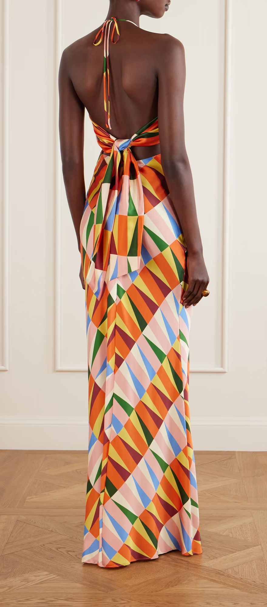 Cristiano Marcheli multicoloured silky slip destination wedding guest dress