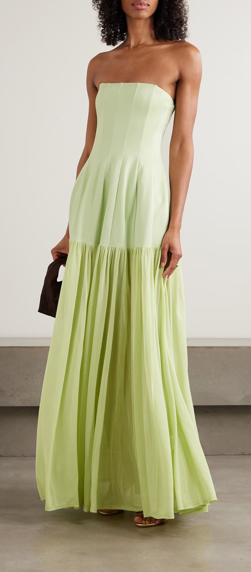 Simkhai light green strapless destination wedding guest dress