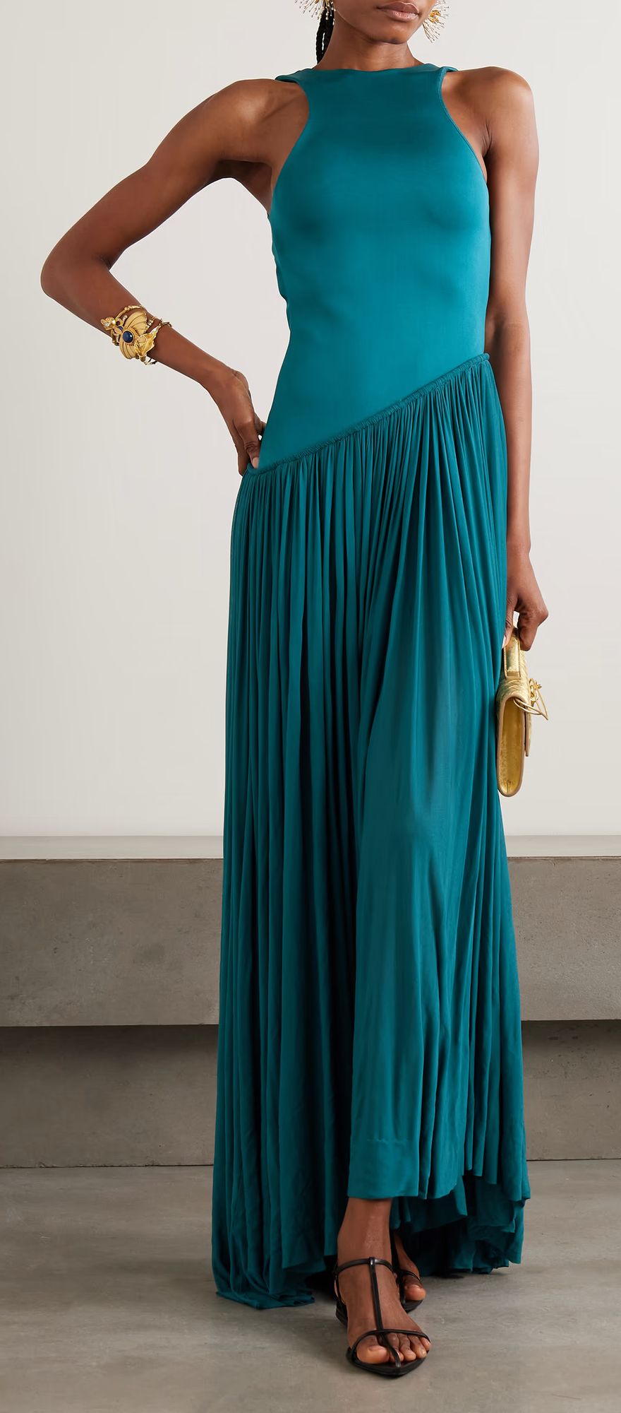 Zimmermann teal jersey pleated destination wedding guest dress