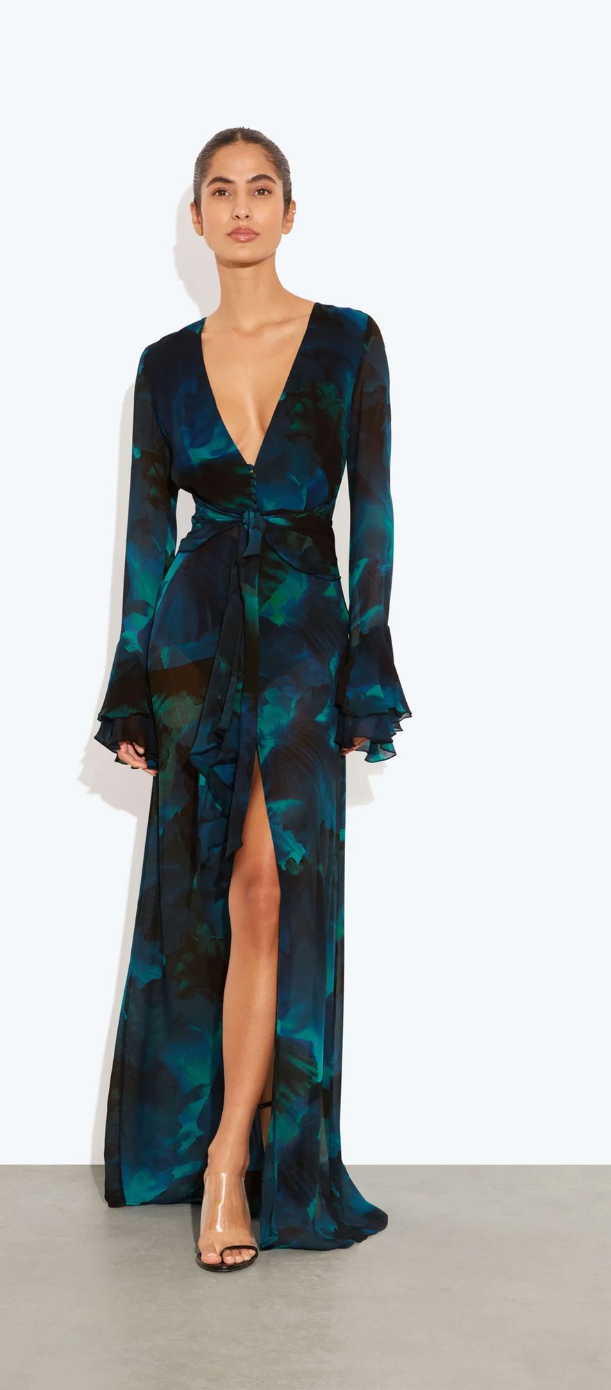 Rat & Boa semi sheer destination wedding guest dress with long sleeves