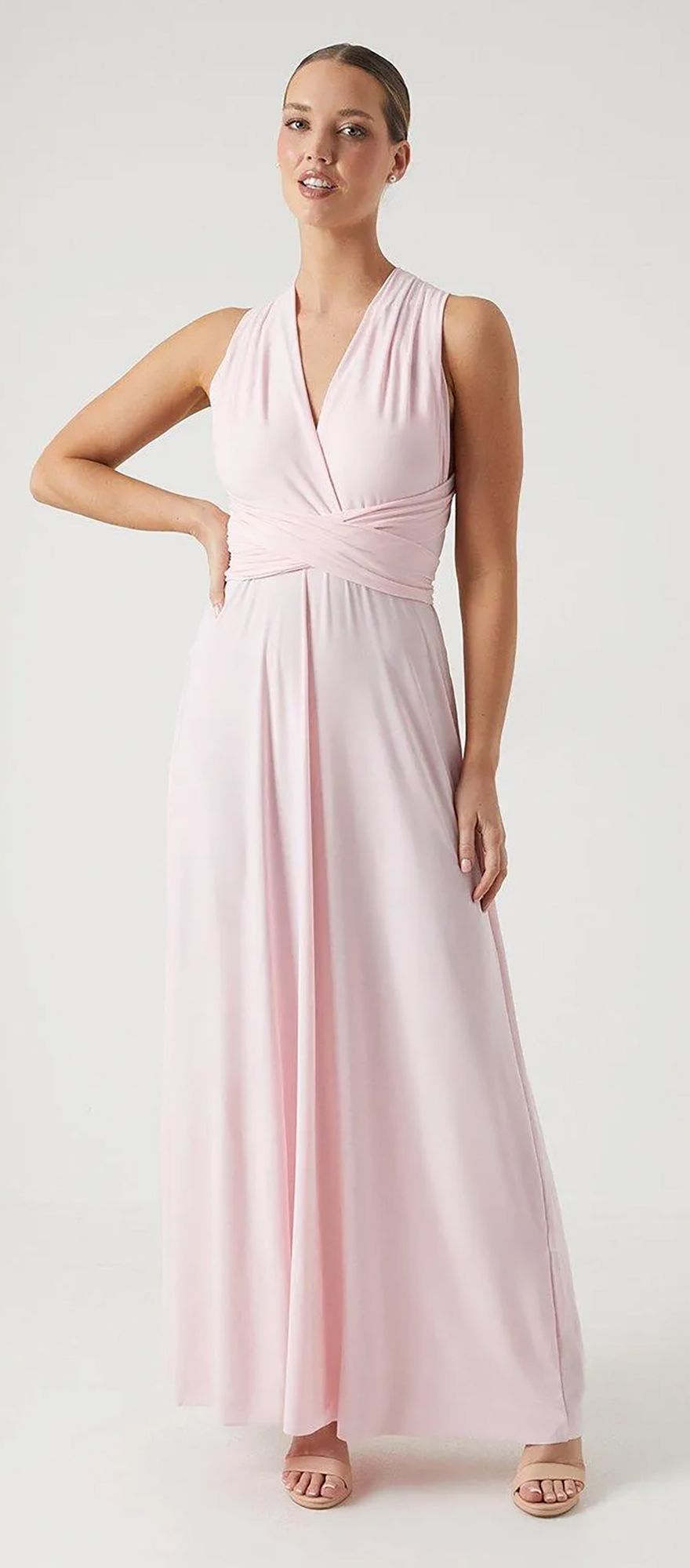 blush pink multiway jersey bridesmaid dress
