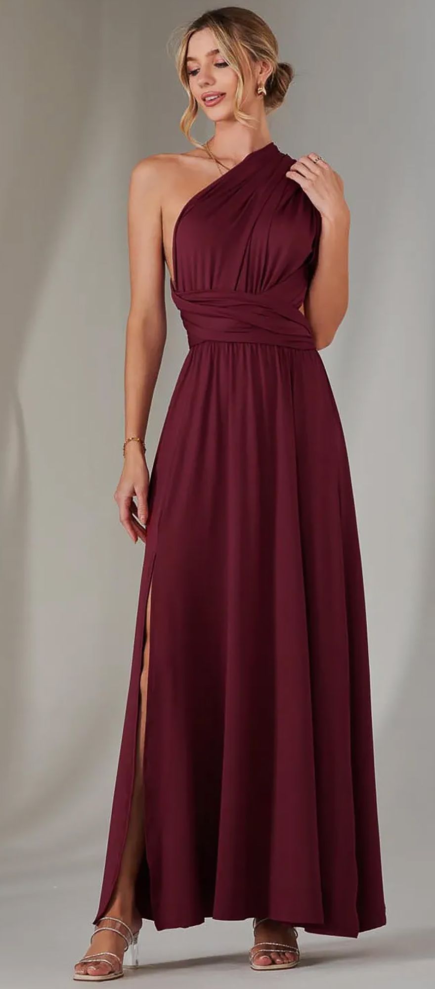 burgandy halter neck multiway bridesmaid dress from jolie moi