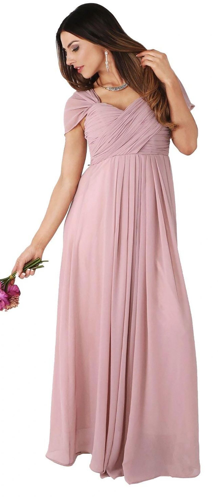 multiway neckline bridesmaid dress in nude pink from krisp clothing