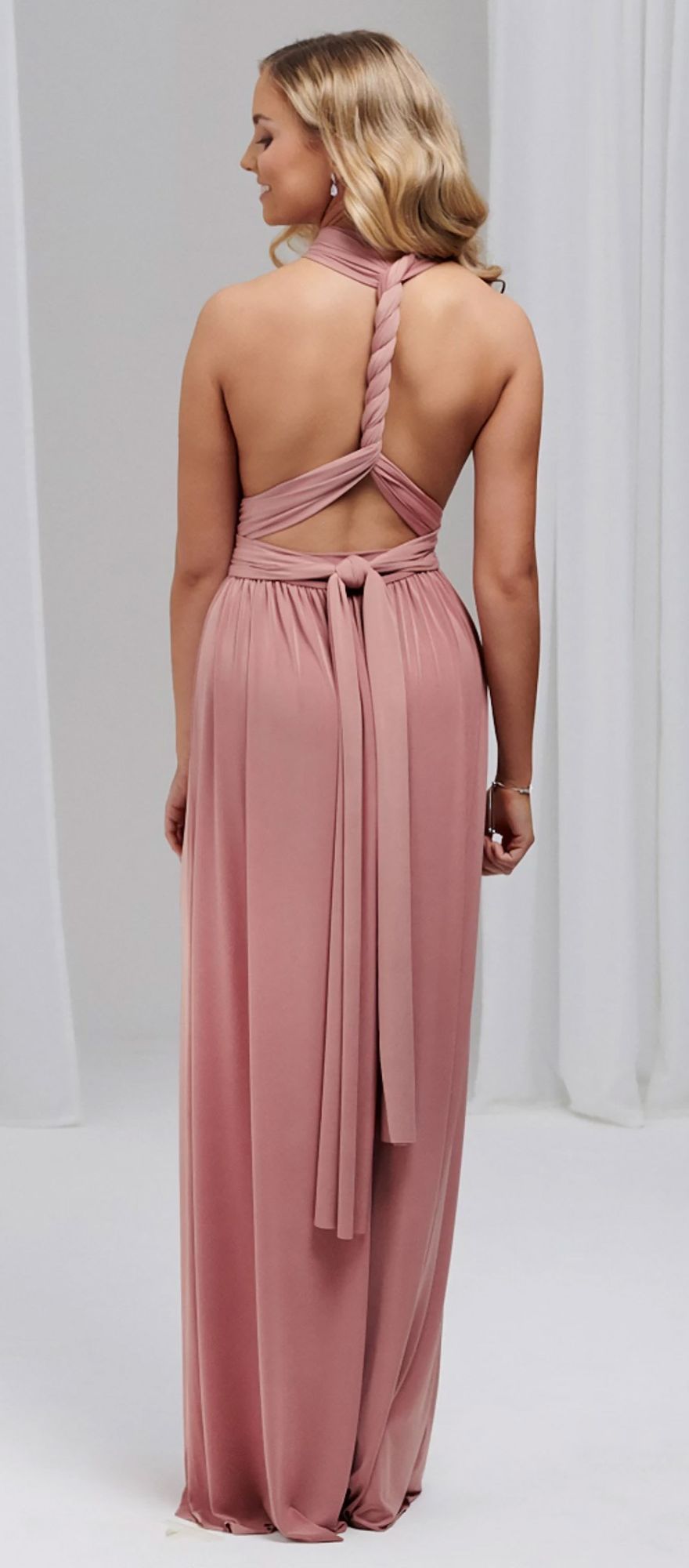 dusky pink multiway bridesmaid dress from lace and favour