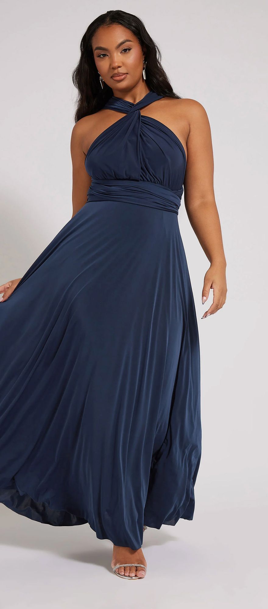 Curve fit navy blue multiway bridesmaid dress from yours clothing