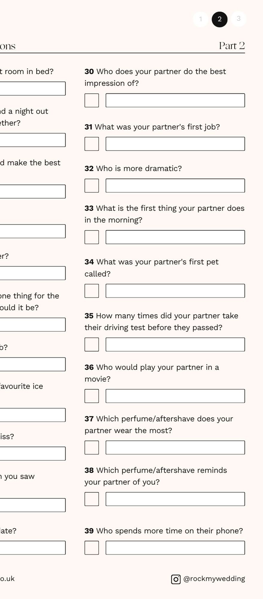 Mr & Mrs Quiz Questions - 2