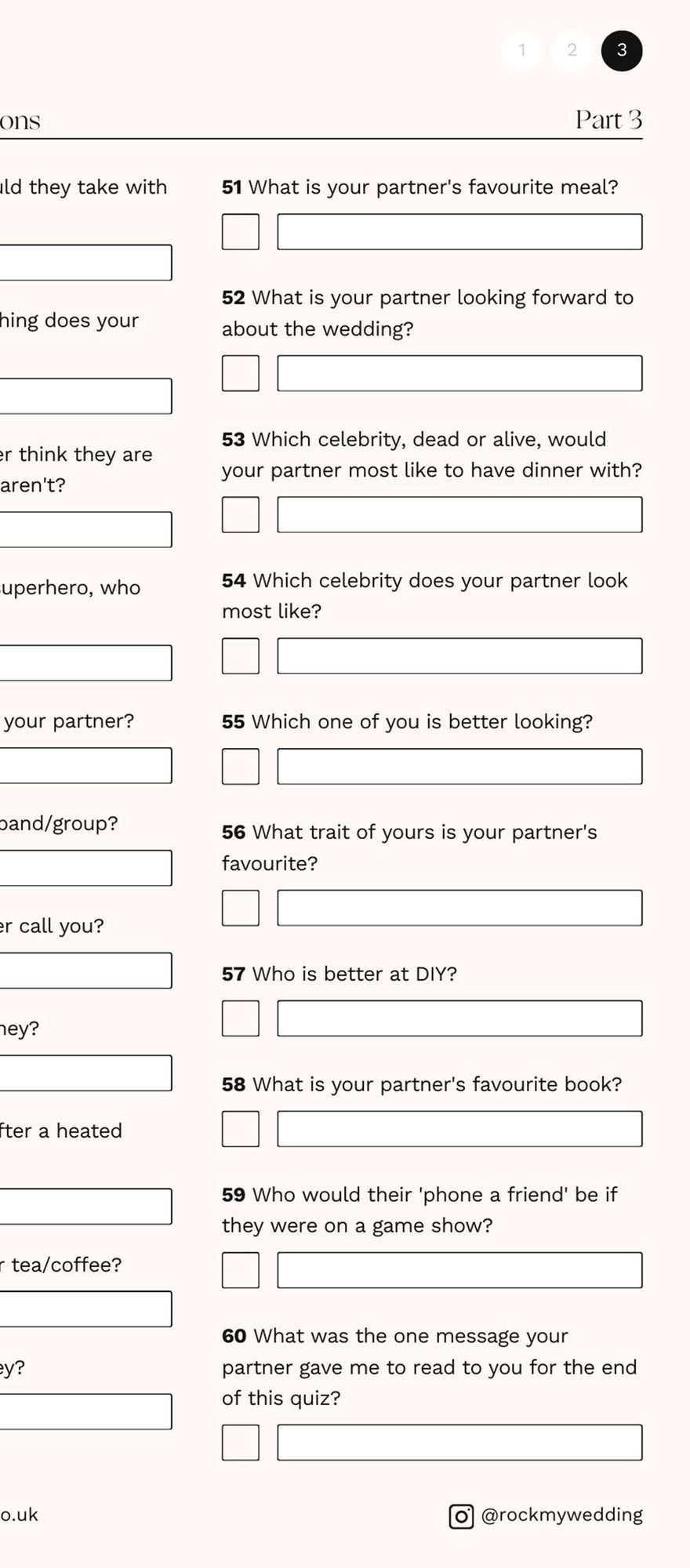 Mr & Mrs Quiz Questions - 3