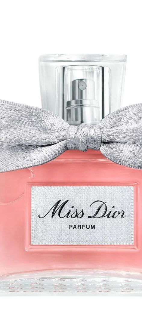 Miss Dior Parfum in a pink glass bottle with silver bow – a romantic floral perfume for brides