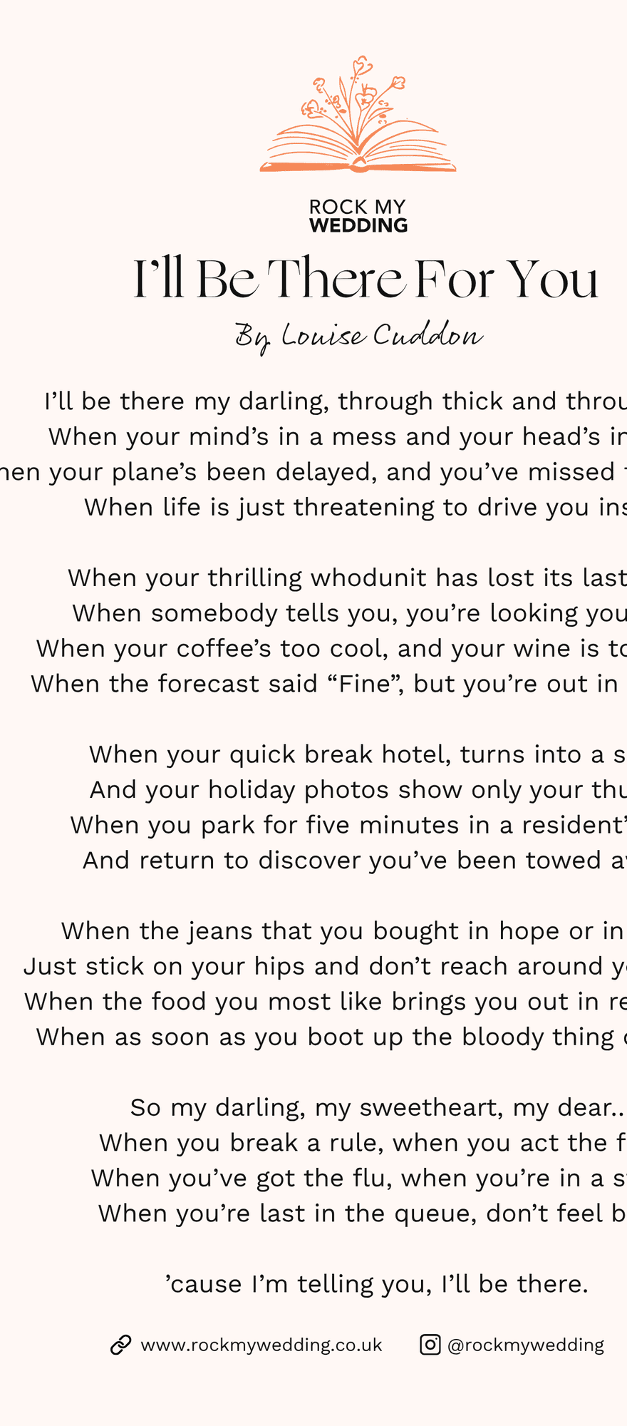 I'll be there fro you Louise Cuddon