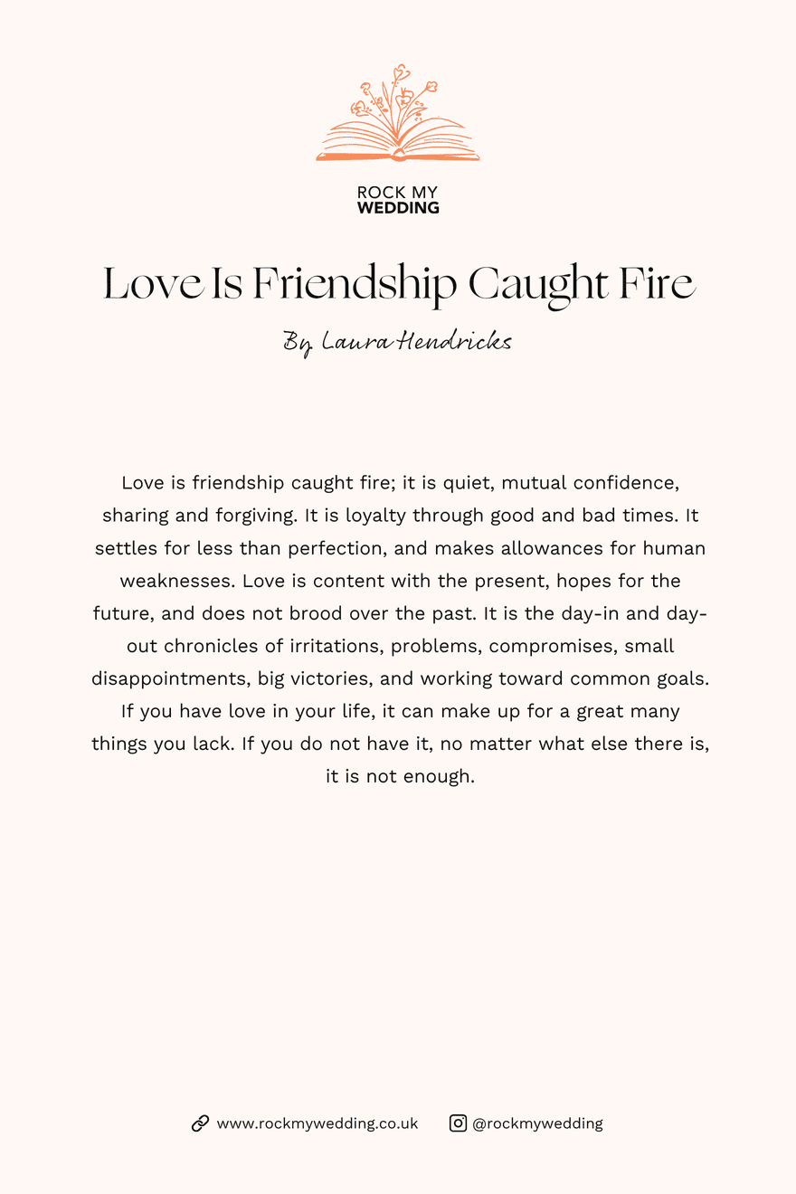 love is frienship caught fire Laura Hendricks