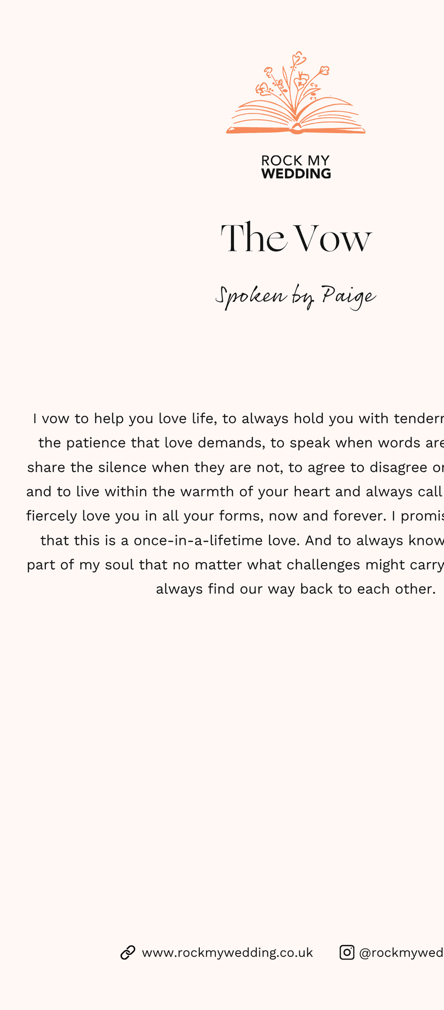 the vow spoken by Paige