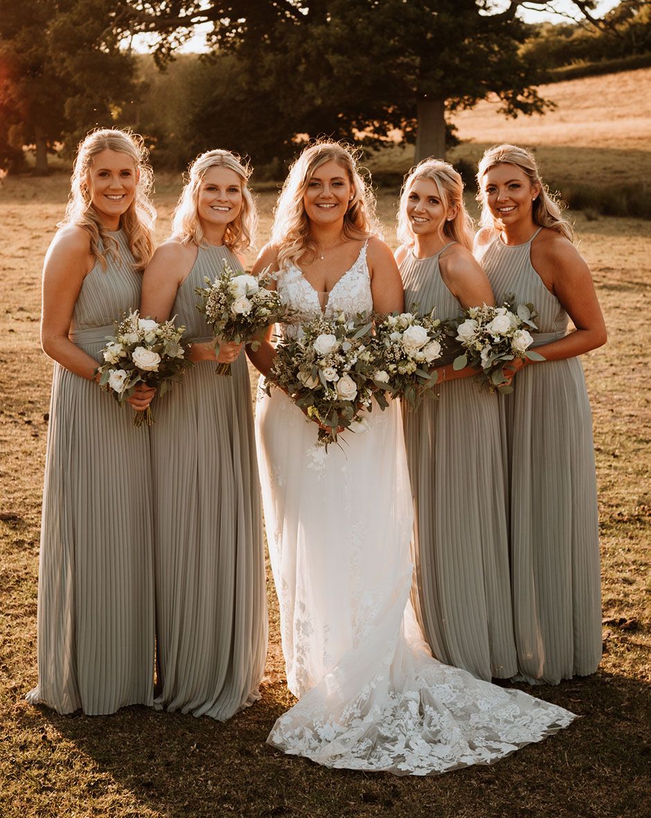 Pleated Bridesmaid Dress For a Rustic Wedding At The Oak Barn