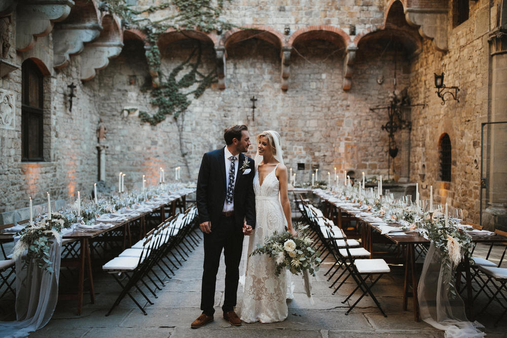 Tuscan Castle Destination Wedding In Italy With Bride In Gold