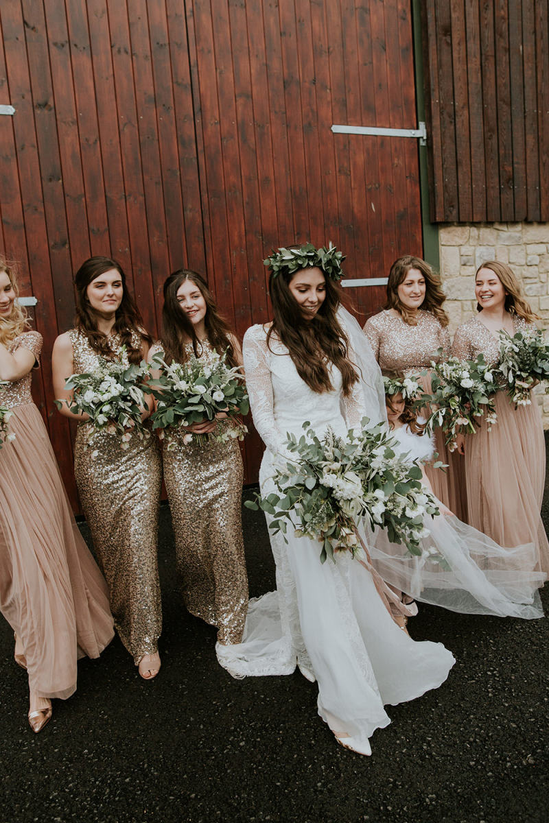 blush pink boho wedding dress