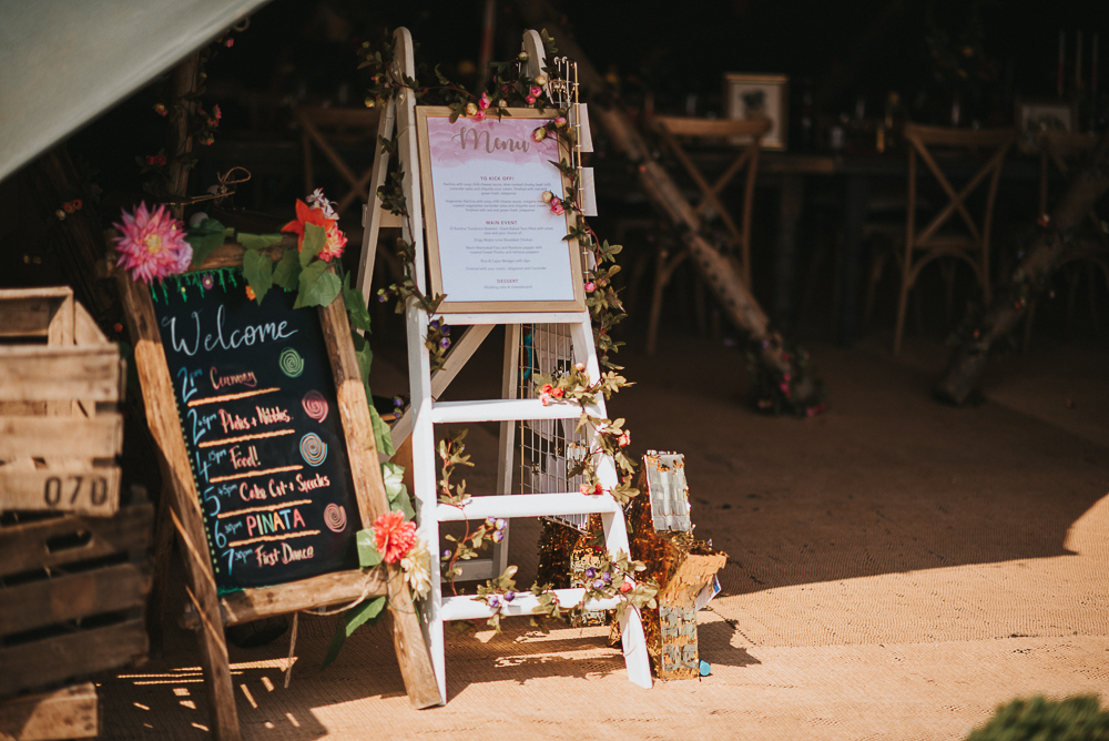 Llama Wedding Guests For A Brightly Coloured Papakata Teepee