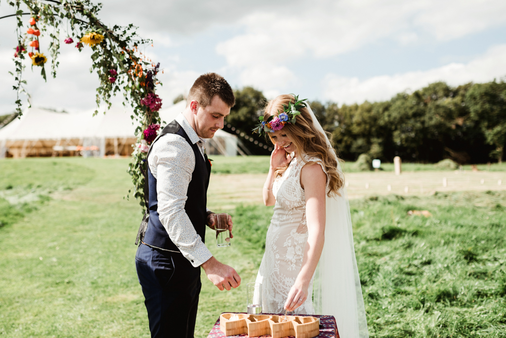 Colourful Outdoor Ceremony Marquee Reception At Braisty Estate