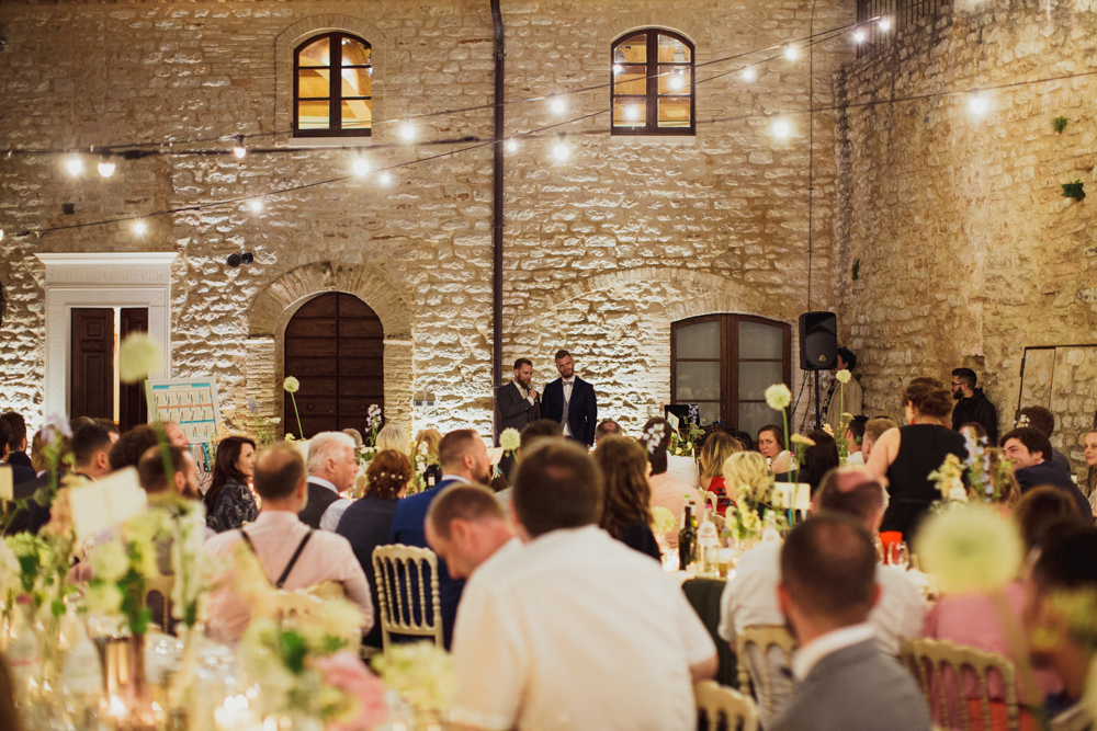 Colourful Wedding Ceremony With Ribbon Decor And Floral Moon Gate