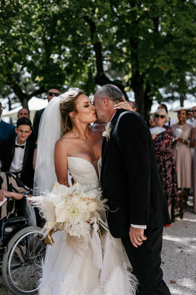 black feather wedding dress