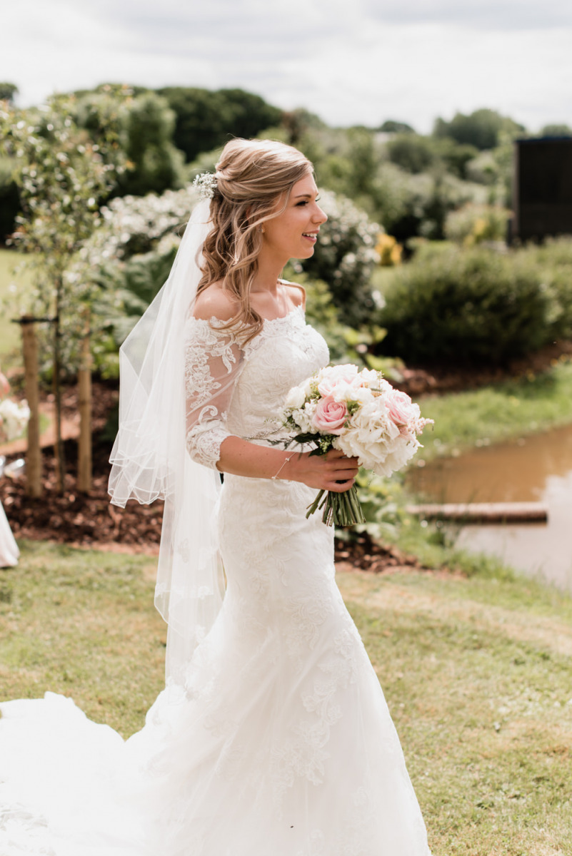 pastel floral wedding dress