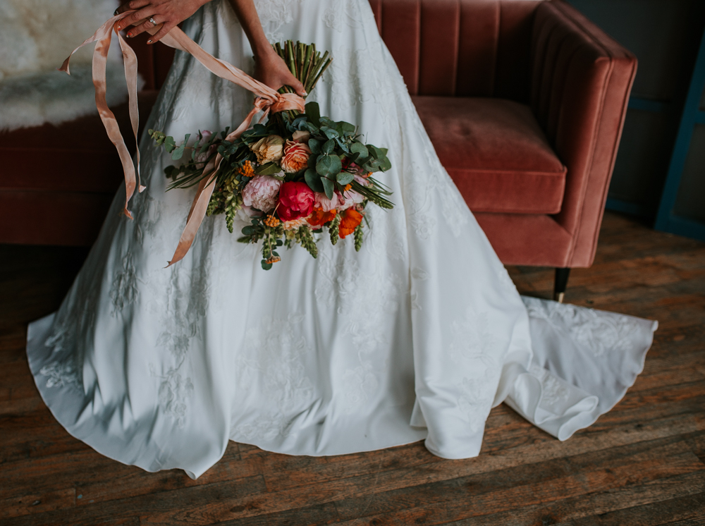 coral bridesmaid flowers