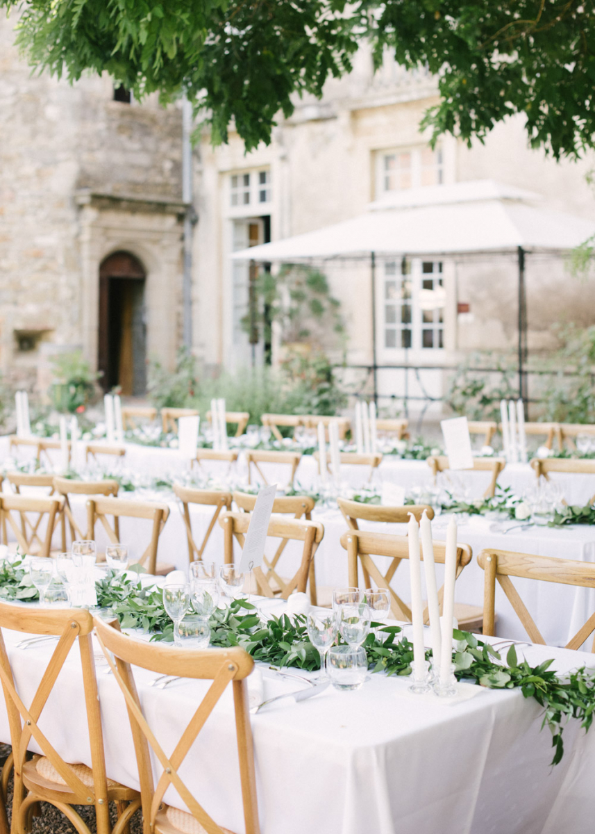 French Chateau Wedding With Bride In Bardot Lace Wedding Dress And