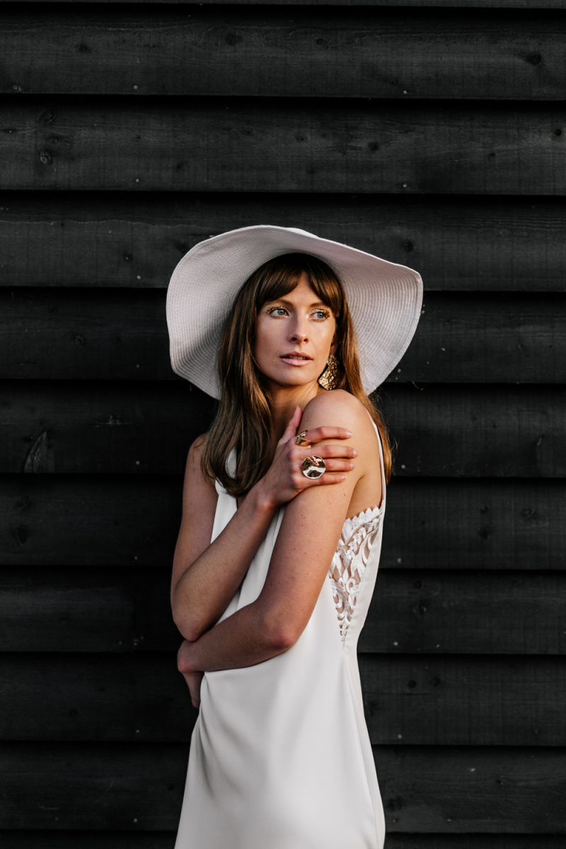 white floppy hat wedding