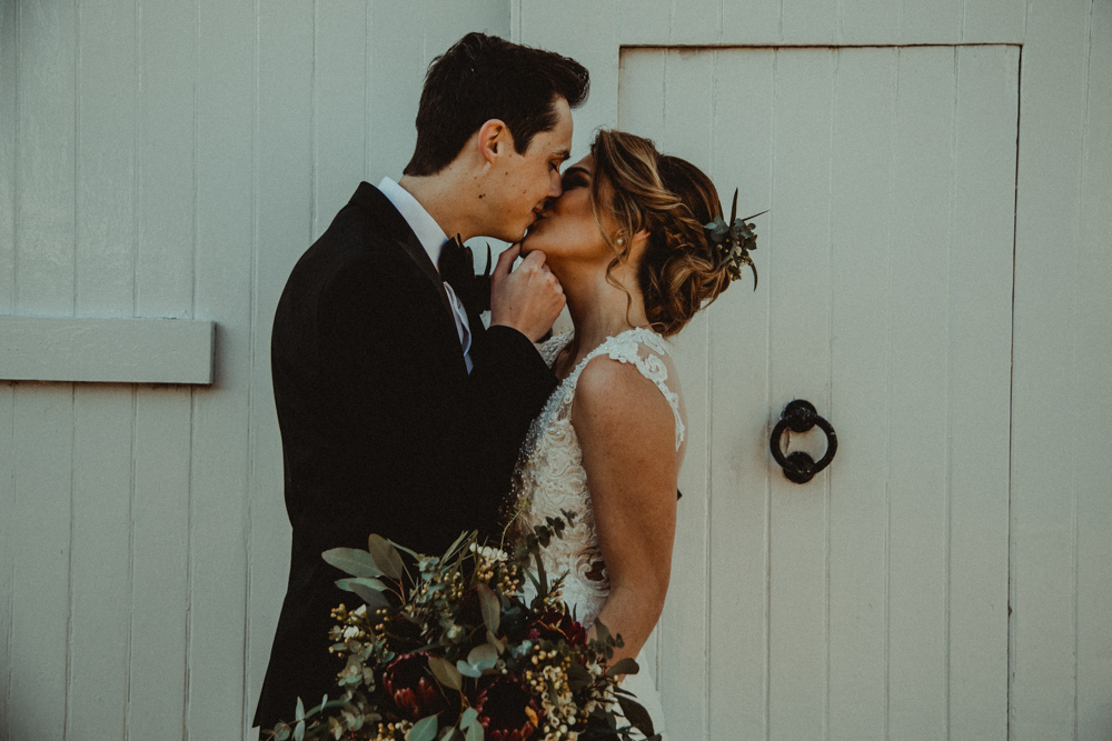 Bride in Lace Wedding  Dress  for a Black Tie Winter Wedding  