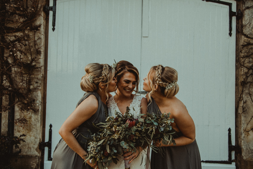 Bride in Lace Wedding  Dress  for a Black Tie Winter Wedding  