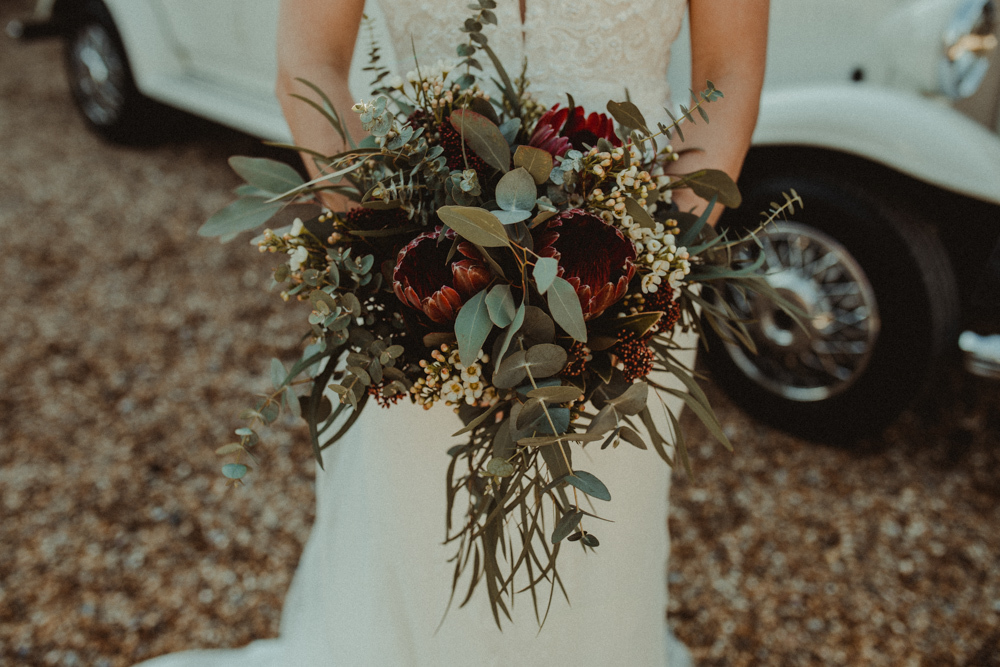 Bride in Lace Wedding  Dress  for a Black Tie Winter Wedding  